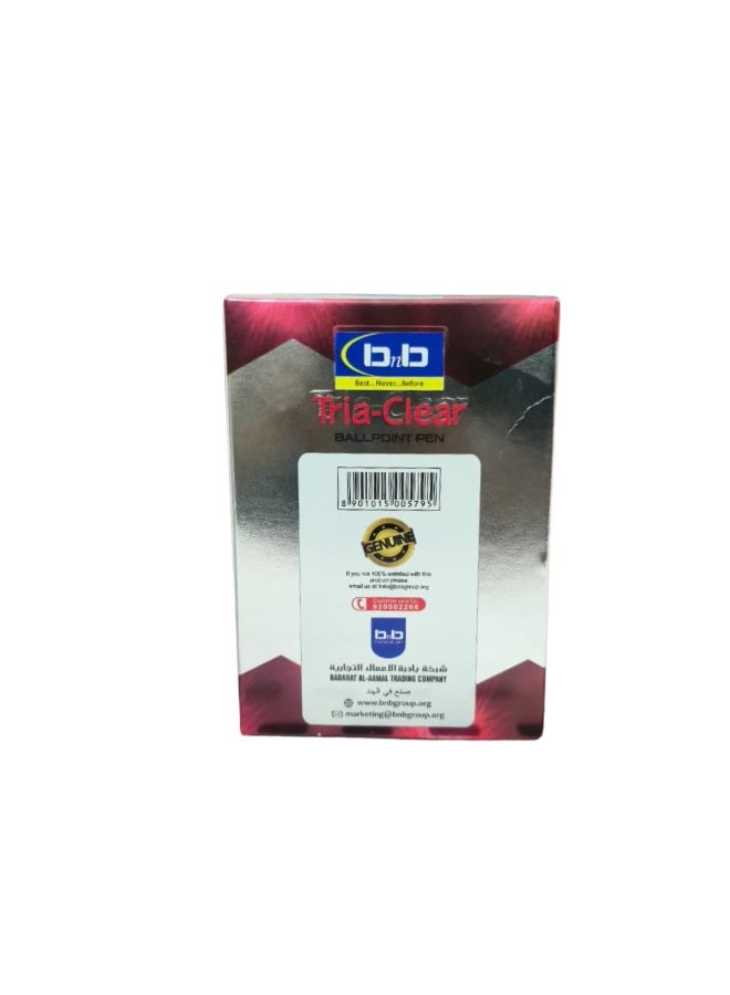 بي ان بي أقلام BNB TRI-CLEAR زرقاء 1.0 مم، 50 قلمًا، برأس دقيق، كتابة سريعة وسلسة، مناسبة للوازم المدرسية والمكتبية. - Image 3